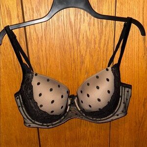Polka Dot Black Lace and Tan Bra 42DD